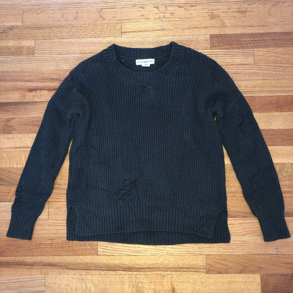 Army Green distressed sweater